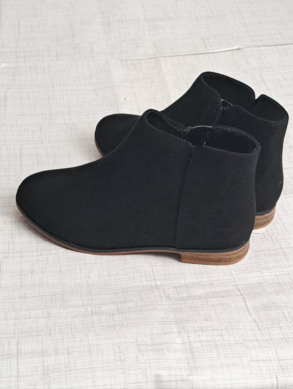 Cat & Jack Girls Ankle Boots Low Heel Flat Bootied Black Sz 1
